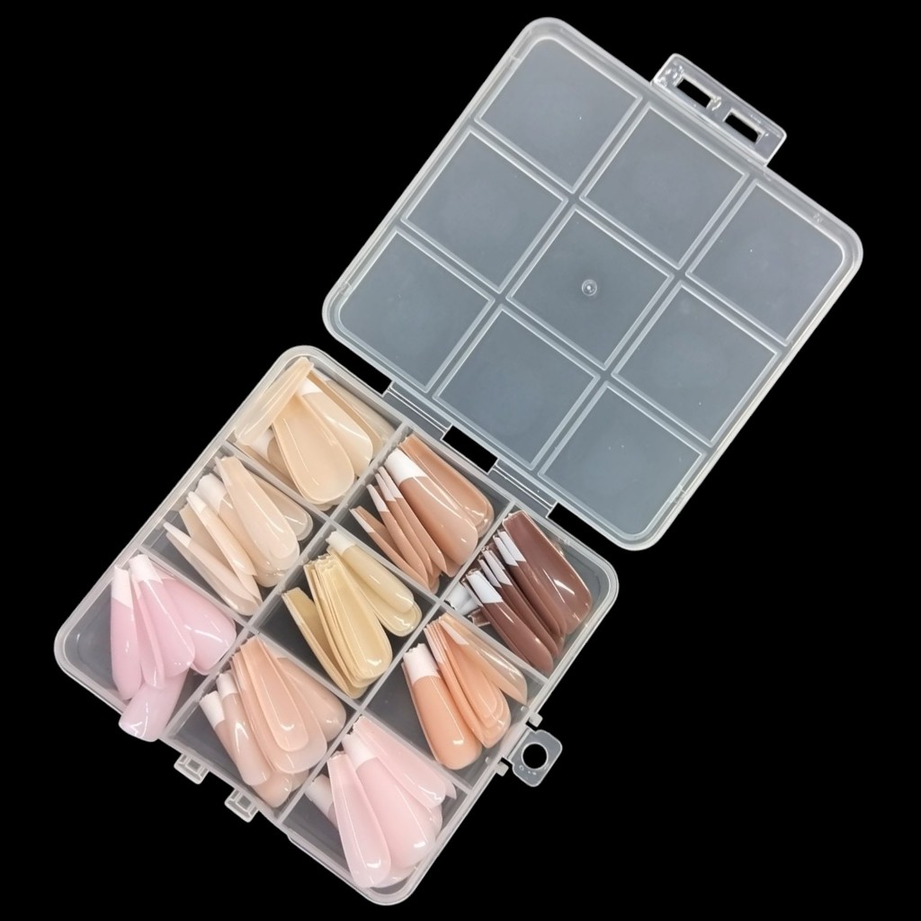 Unhas Postiças, Formato Bailarina Francesa Cores Variadas, 10 Tamanhos, Fácil Aplicação em Oferta na Shopee