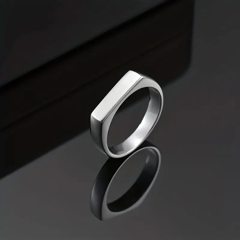 Anel Dedinho Quadrado Achatado Aço Inoxidável Inox Antialérgico Unissex Feminino Masculino