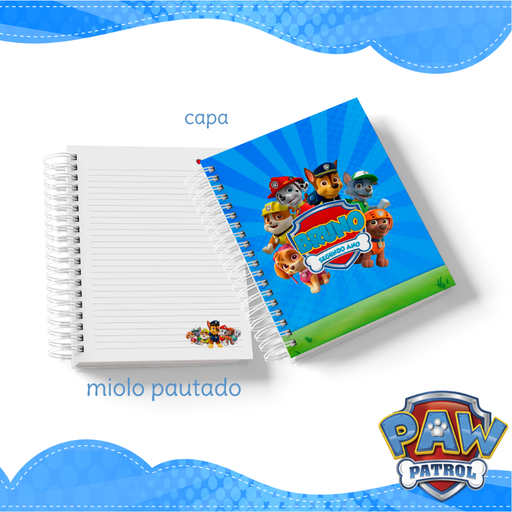 Agenda Escolar PATRULHA CANINA Personalizada Creche Capa Dura - Nome na Capa, Volta às Aulas em Oferta na Shopee