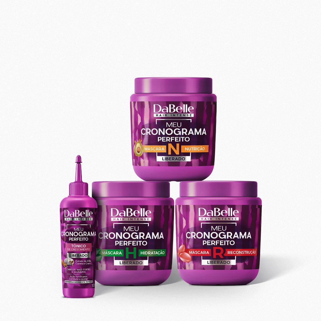 Kit DaBelle Hair Intense Meu Cronograma Perfeito 3 Máscaras + Tônico de Crescimento (4 pro...