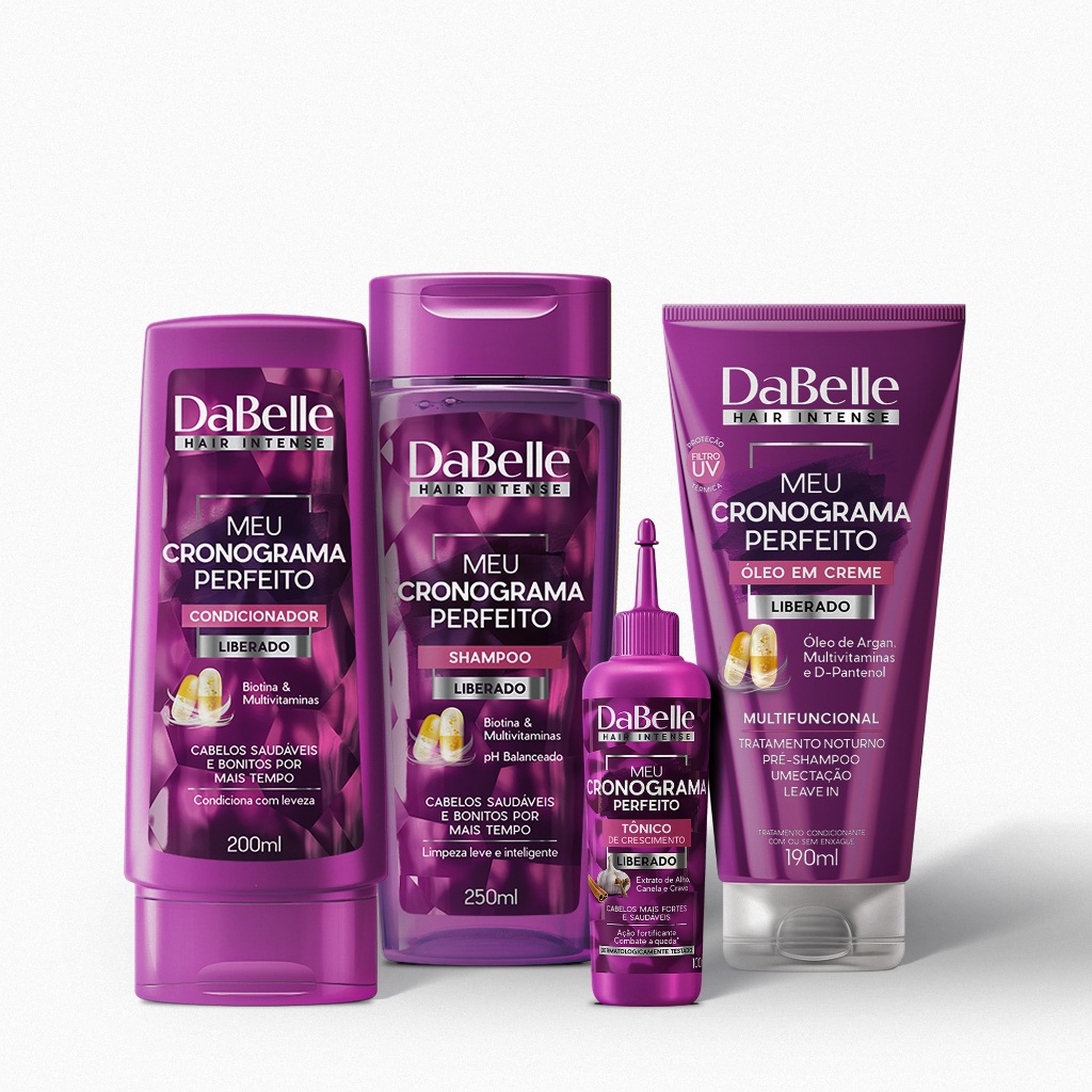 Kit DaBelle Meu Cronograma Perfeito shampoo + condicionador + Óleo em Creme + Tônico (4 produtos)