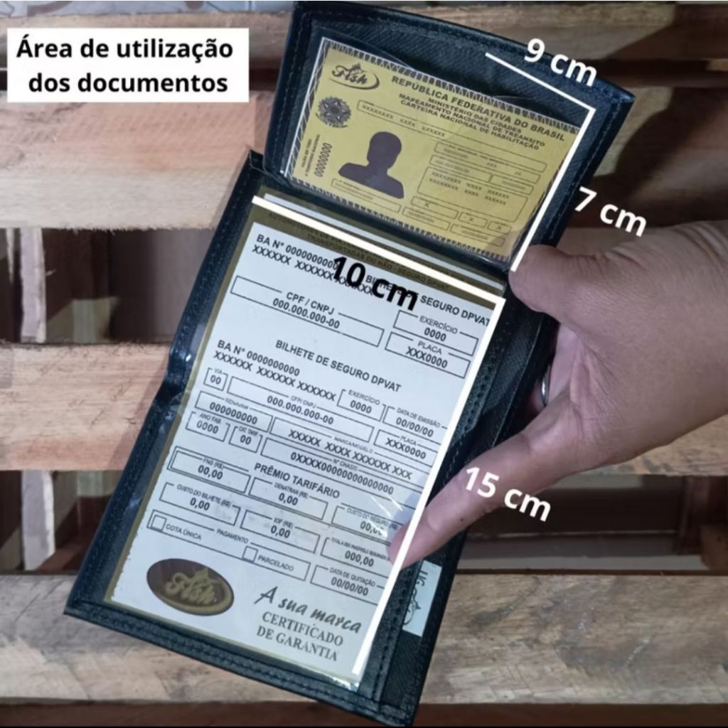 Porta Documento Carteira Moto Carro e Habilitação Compacta Com Porta Cartão - Envio Imediato