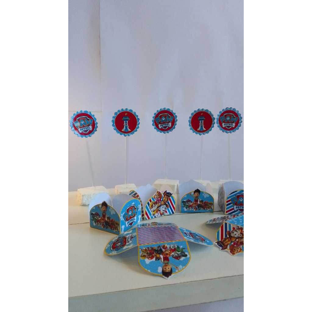 KIT 50 PEÇAS - 25 Topper docinho e 25 Forminhas de Doces   - Kit Festa PATRULHA CANINA - Aniversário- Personalizado