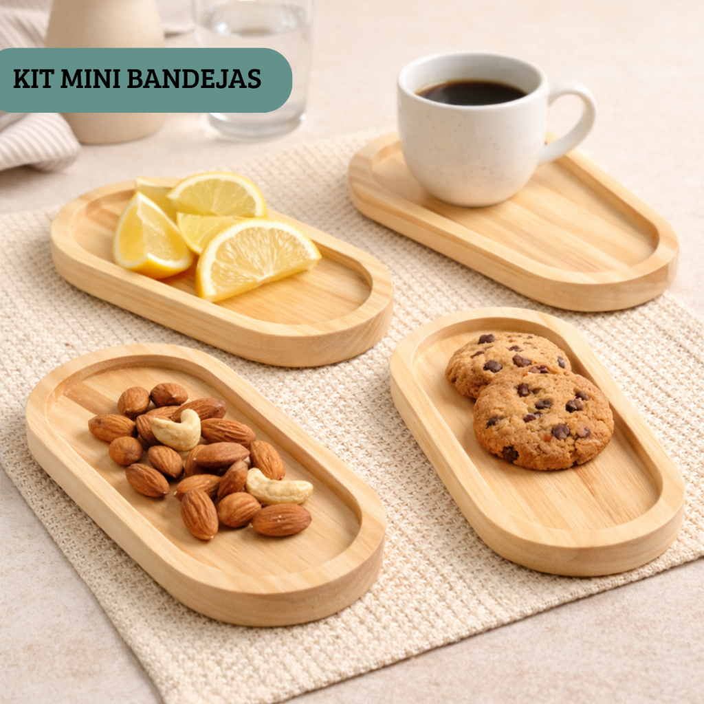 Kit Mini Bandeja De Madeira Pinus 16x8 Multiuso Pires Café Xicaras Petisco Organizar Decoração em Oferta na Shopee