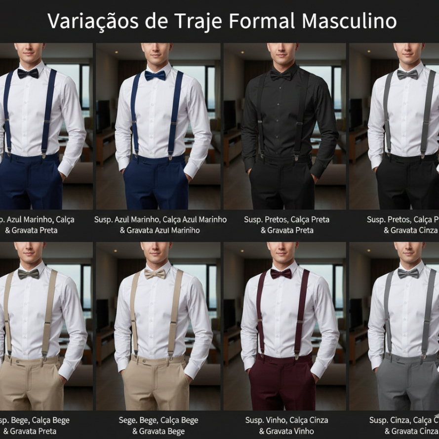 Suspensório Adulto Liso Ajustável Unissex Resistente Masculino Feminino ref: BD-2