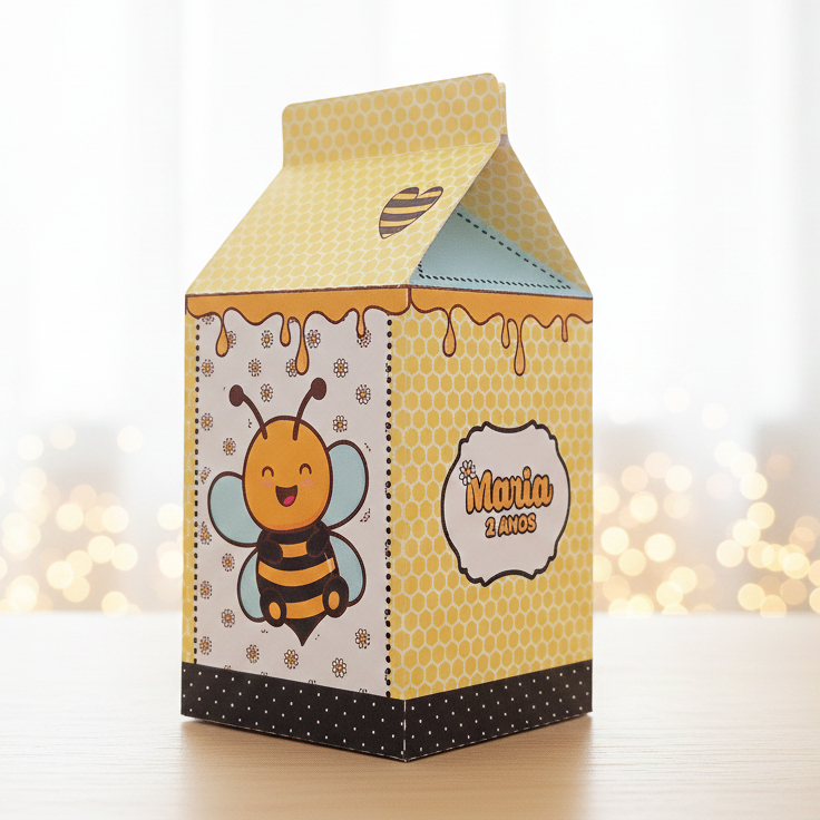 Caixa Milk Abelhinha | Caixinhas Personalizadas Kit Festa Aniversário Lembrancinhas Mimos