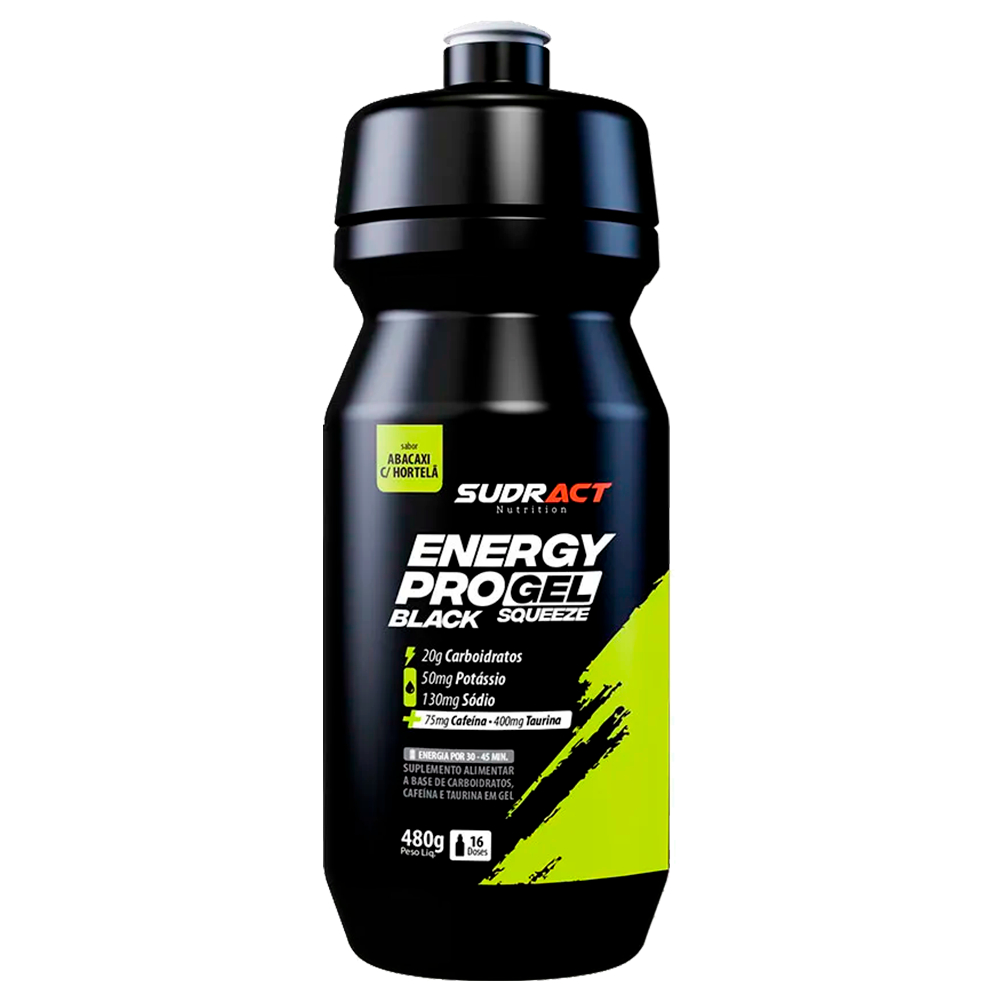 Sudract Energy Pro Gel Black Squeeze 480g - Gel Repositor Energético com Cafeína