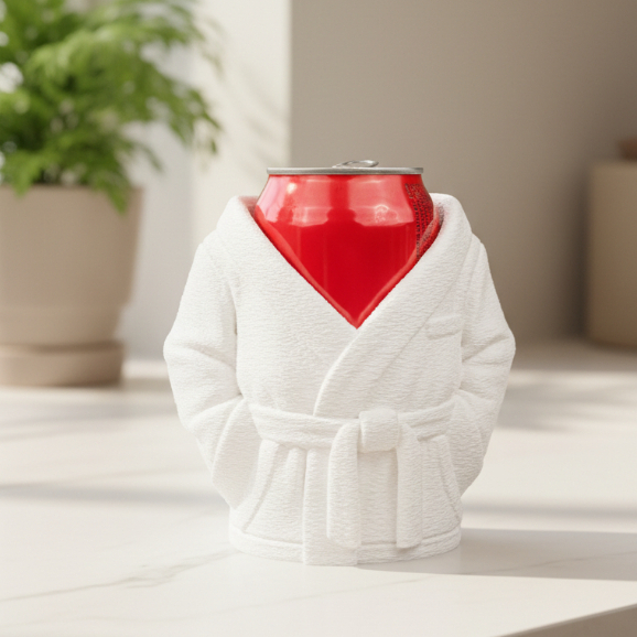 Porta Lata 3D Roupão Presente Criativo para Cerveja Refrigerante