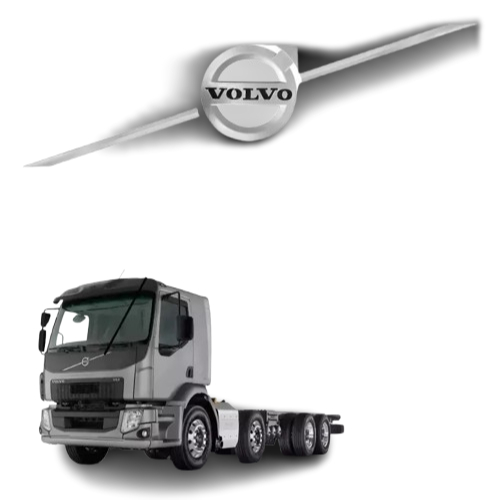 Emblema Transversal Da Grade P/ Volvo Vm 82248335 Prateado