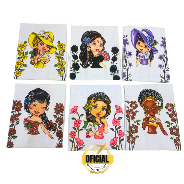 Kit com 5 ou 10  Panos de  Prato Bonequinhas Unidades Grande Pano Premium