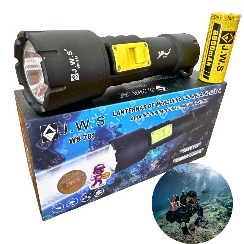 Lanterna De Mergulho Led T12 Prova D'água Com Visor Digital JWS WS-781