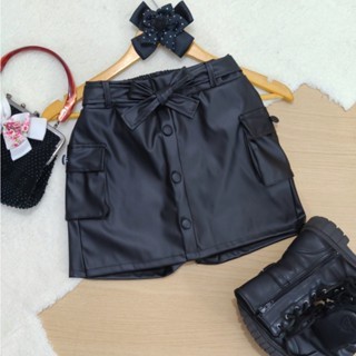 Short Saia Juvenil - Modelo Feminino 4-14 ANOS Couro Sintético.