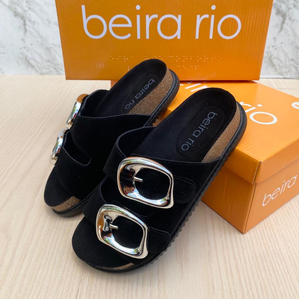 Sandália Papete Feminina Beira Rio Fivelas Confortável Camurça Moda Verão Casual Plataforma · foto 2
