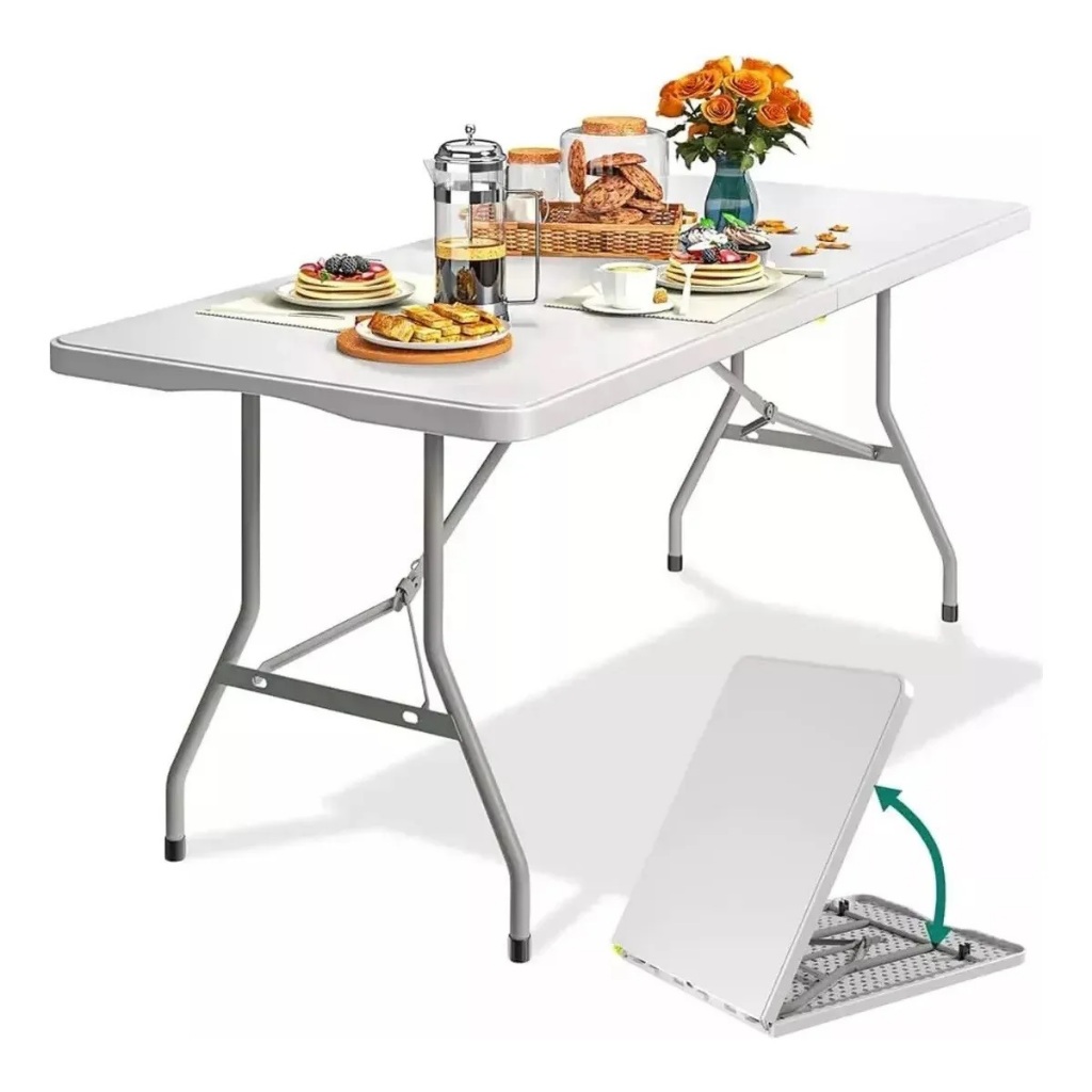 Mesa Portátil 1,80 Dobrável Até 150kg Vira Maleta Com Alça para Camping Praia Prática Oferta!!