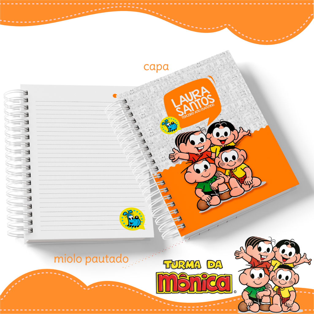 Agenda Escolar TURMA DA MÔNICA Personalizada Creche Capa Dura - Nome na Capa, Volta às Aulas em Oferta na Shopee