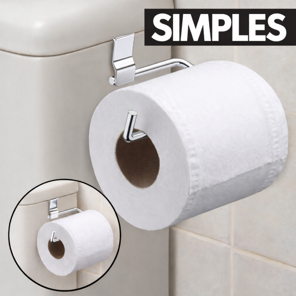 SUPORTE PARA PAPEL HIGIENICO SIMPLES  BANHEIRO P/ CAIXA ACOPLADA COR AÇO CROMADO OFERTA