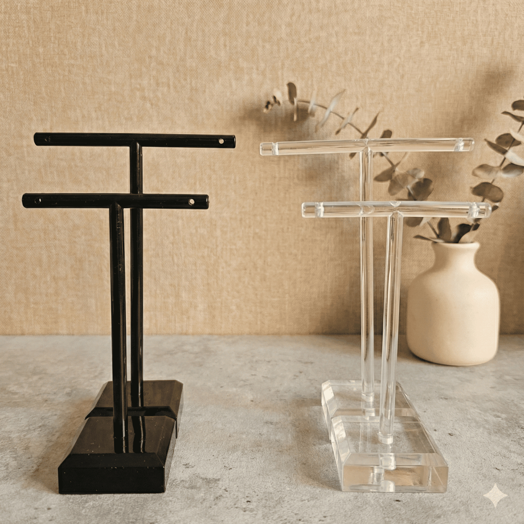 Kit 2 Expositores de Brincos T Duplo - Acrílico de Mesa em Oferta na Shopee