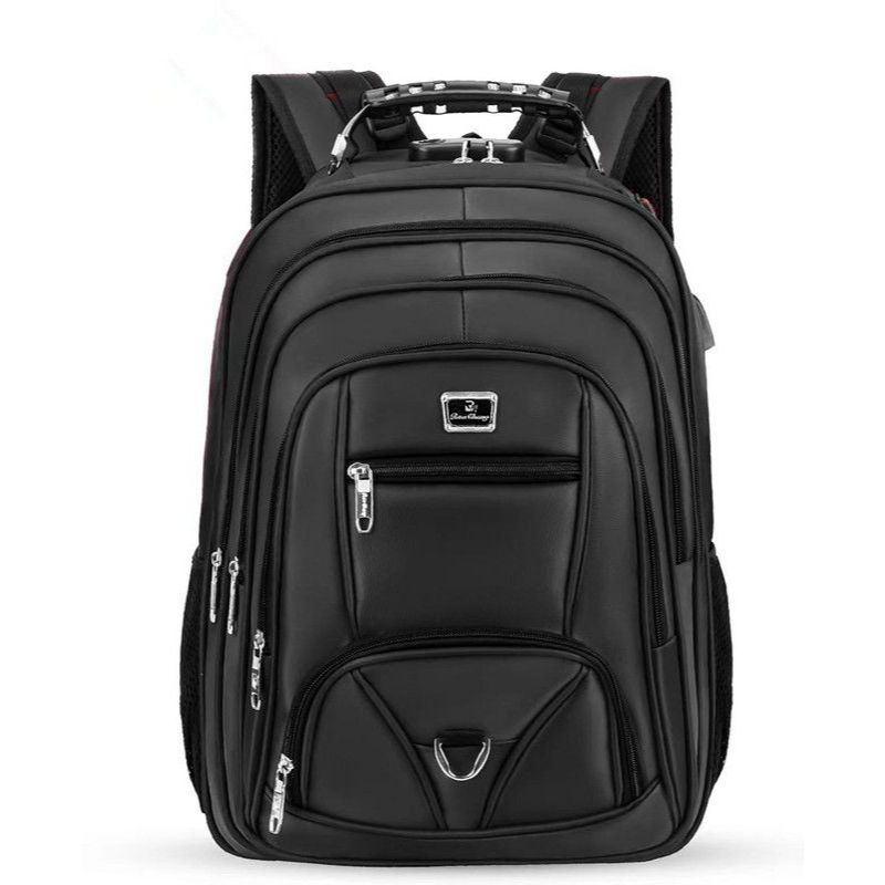 Mochila Notebook Faculdade e Trabalho com Entrada Impermeável Reforçada Cabo de Couro Com Usb Fone