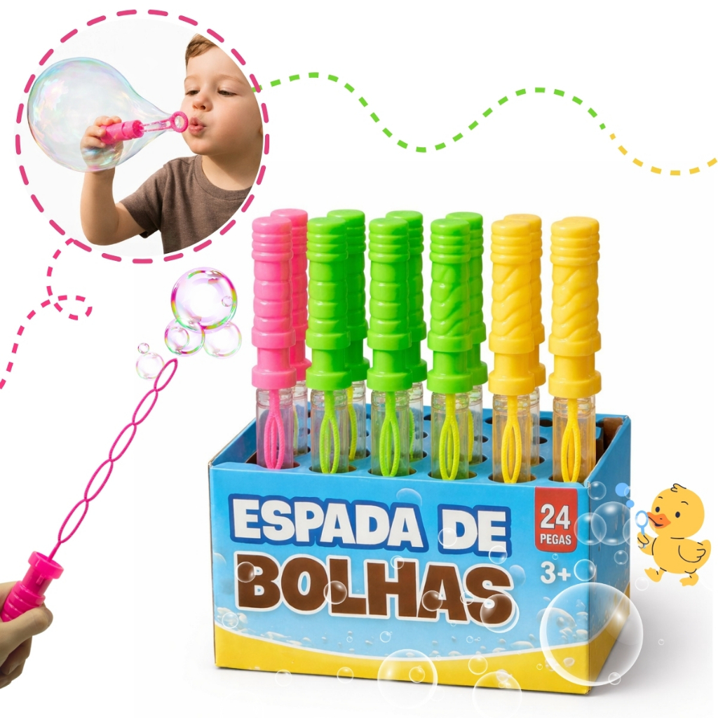 Kit Bolha De Sabão Bolinha Formato de espada Infantil Espada Colorida Lembrancinha