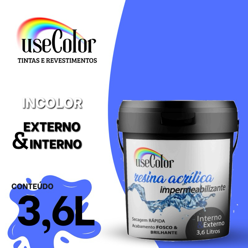 Resina Acrílica 3,6L Incolor Impermeabilizante Base Água Secagem  Rápida Multiuso em Oferta na Shopee