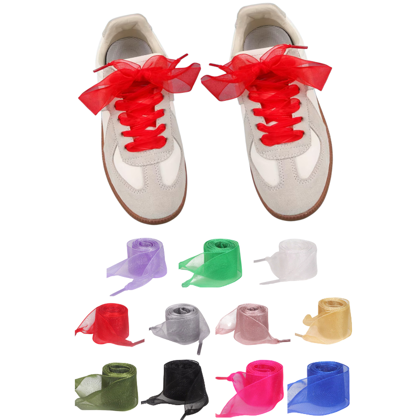 Cadarços largo plano 4cm para tênis de criança calçados feminino preto rosa branco chiffon preto