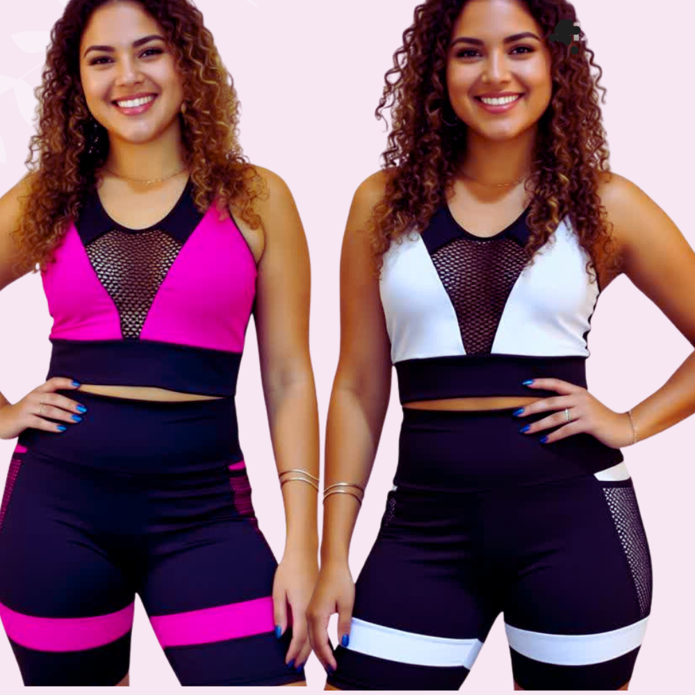 KIT  Conjunto  Fitness Academia  Feminino Short + Top Suplex  Premium  Zero Transparência