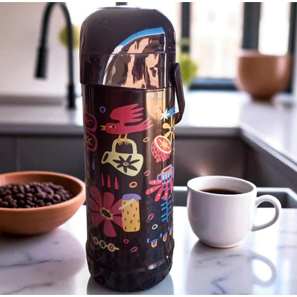 Garrafa Térmica Magic Pump Coffee Floral 1L Termolar — imagem 2 de 2
