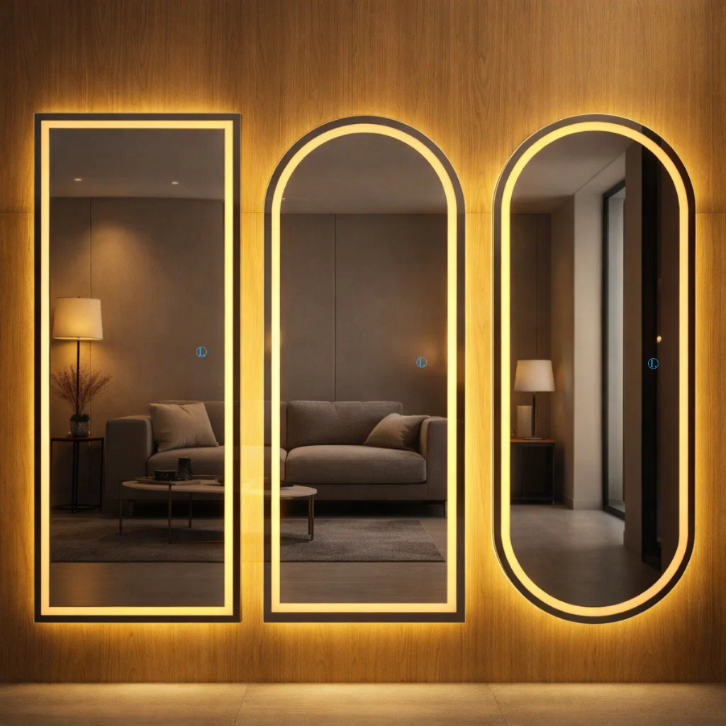 Espelho Lopazzi Gigante 170×70 com LED Touch 3 Cores Luz Corpo Inteiro Quarto Closet Banheiro Bivolt Luxo