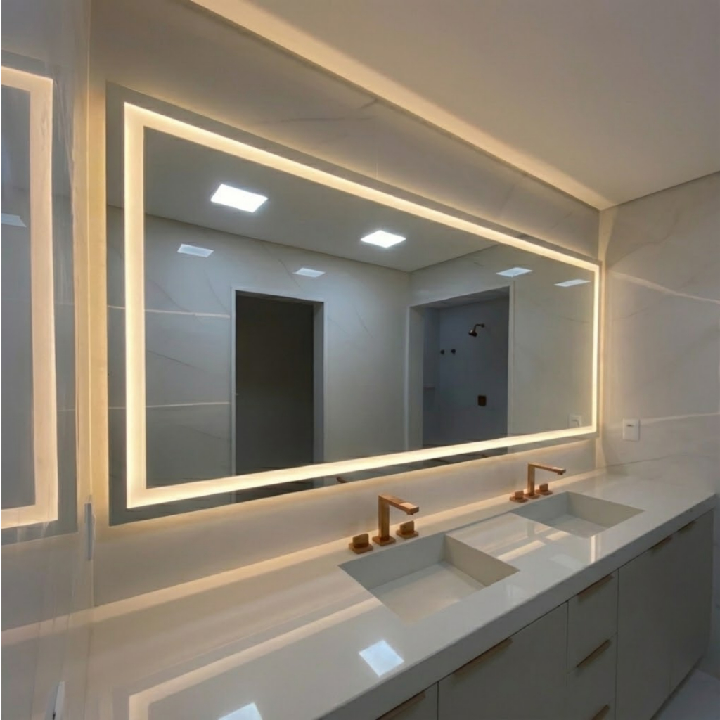 Espelho de Chão ou Parede LED 170x70 Grande Vidro Temperado Touch 3 Cores Luxo Não Distorce Imagem em Oferta na Shopee