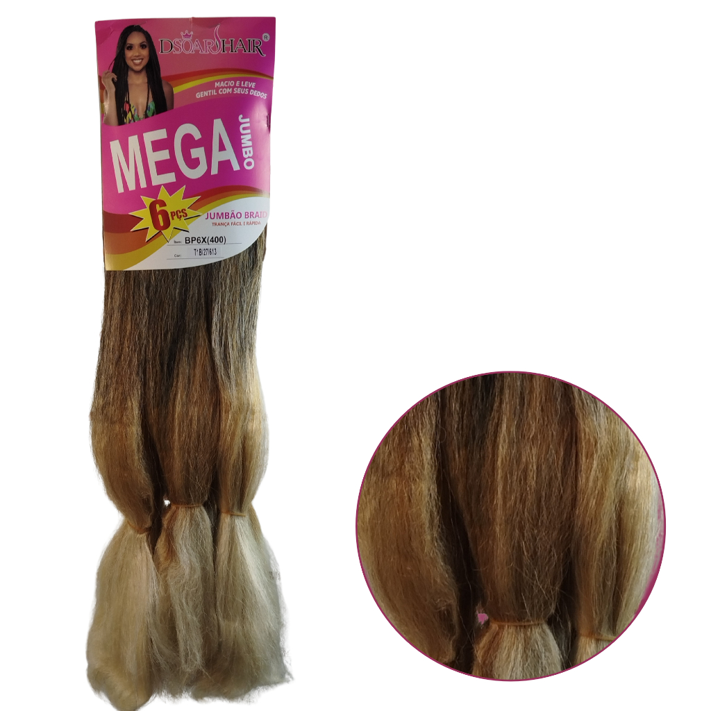 CABELO JUMBO DA DSOAR HAIR PARA TRANÇA BOX BRAID 400G 6X COR T1B/27/613