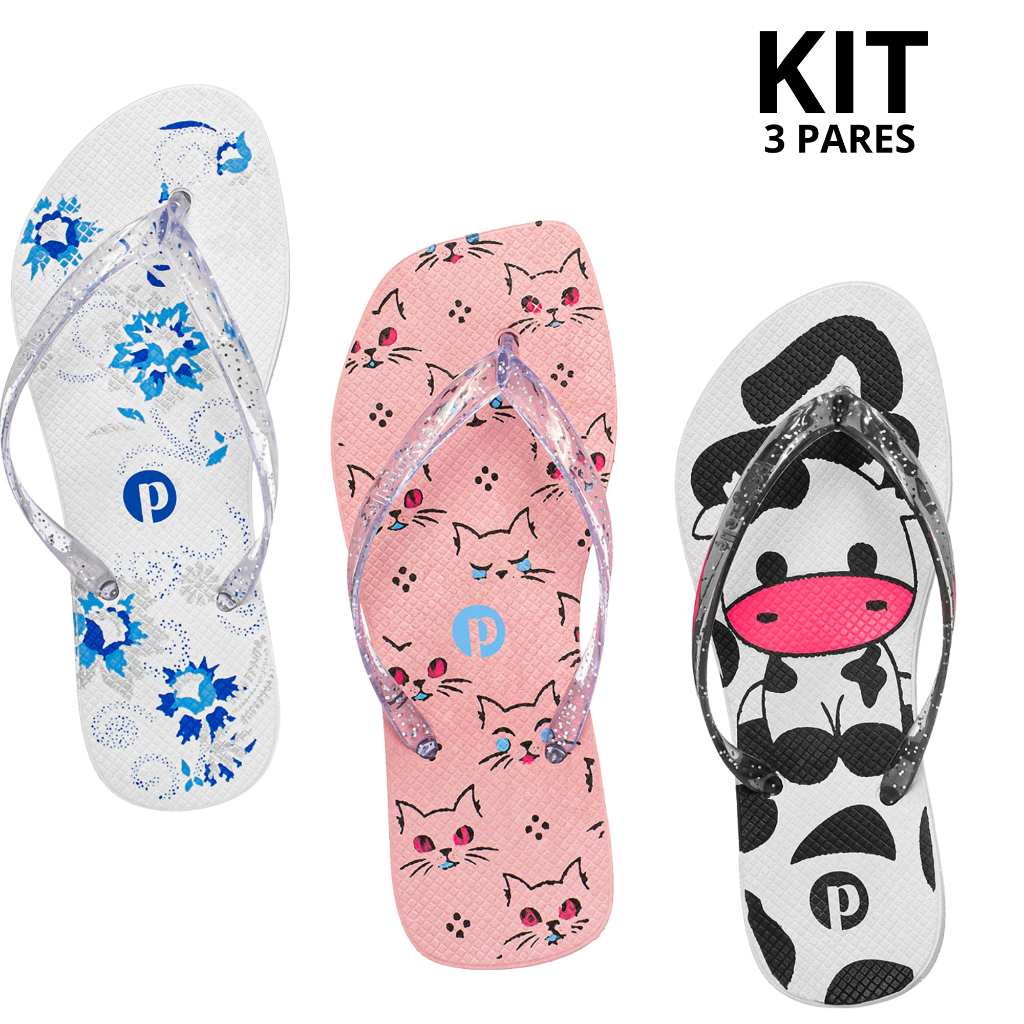 Kit Chinelo Feminino Casual Leve Dia a Dia em Oferta na Shopee