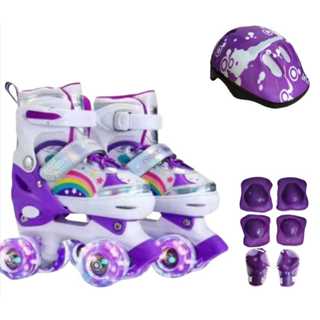 PATINS INFANTIL - INFANTOJUVENIL MENINA COM KIT PROTEÇÃO E SEM KIT PROTEÇÃO - RODAS DUPLAS E LINHA RETA em Oferta na Shopee