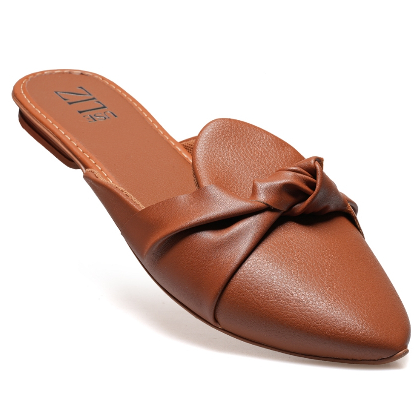 Mule Casual Feminino Nó Elegante Moda Refinado Confortável Estiloso Lançamento Acessível