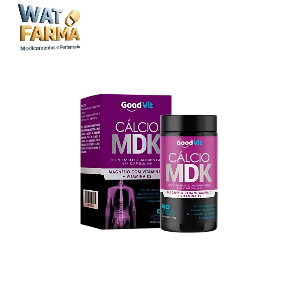 Cálcio MDK 60 cápsulas Good Vit Cálcio + K2 + Vitaminas D