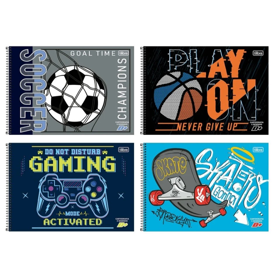 Caderno Espiral Tilibra Cartografia Capa Dura D+ sem Seda 96 Folhas - Embalagem com 4 Unidades