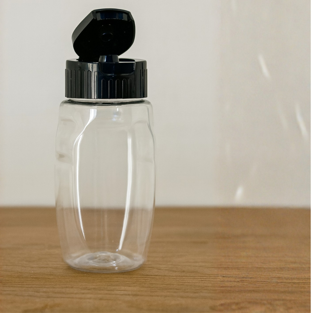 10/25/50 Bisnaga De Plástico 215 ml Com Tampa Flip-Top Preta, Ideal Para Mel e Molhos