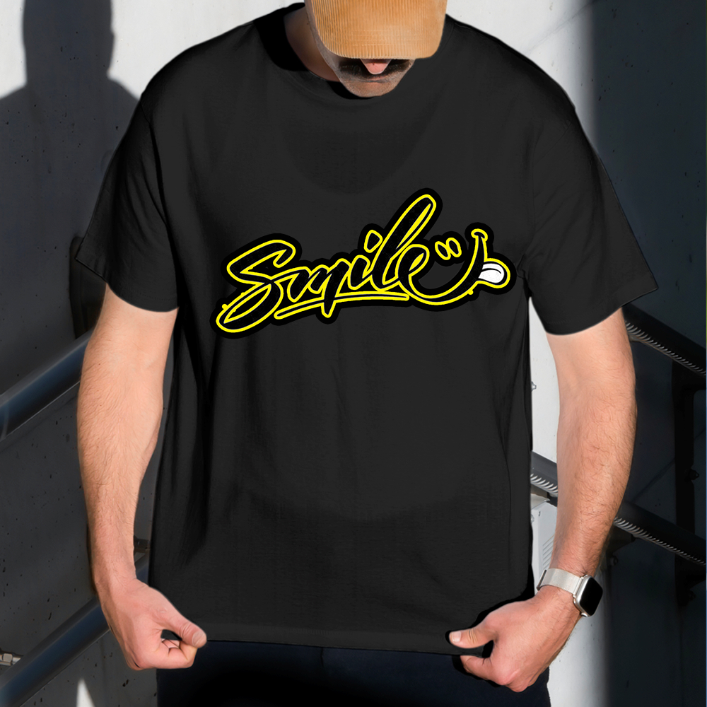 Camiseta Masculina Estampa Sorriso! 100% Algodão Estilo Conforto Diário Do Tamanho P ao GG