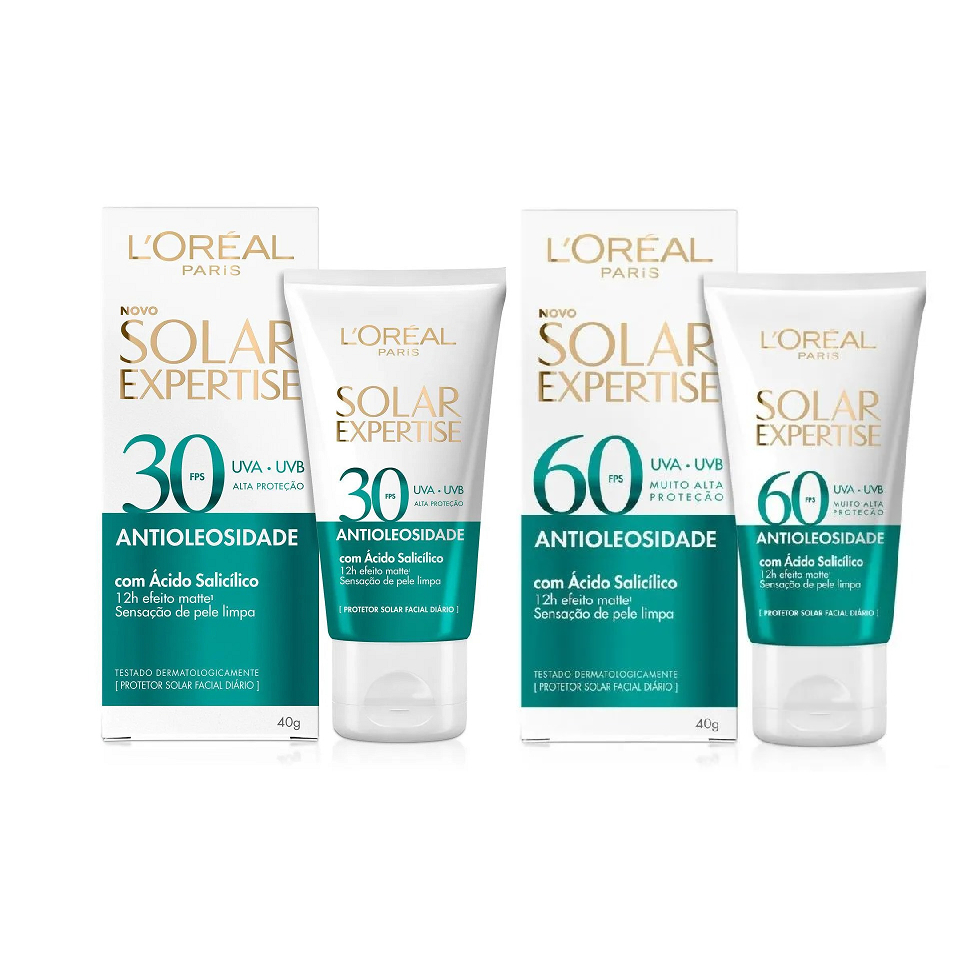 Protetor Solar Facial L'Oréal Paris Solar Expertise Antioleosidade FPS30 e FPS60 40g