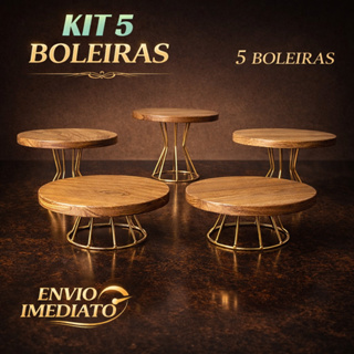Kit 5 Boleiras Doceiras em Ferro Dourado para Decoração de Festas e Eventos Elegantes em Oferta na Shopee