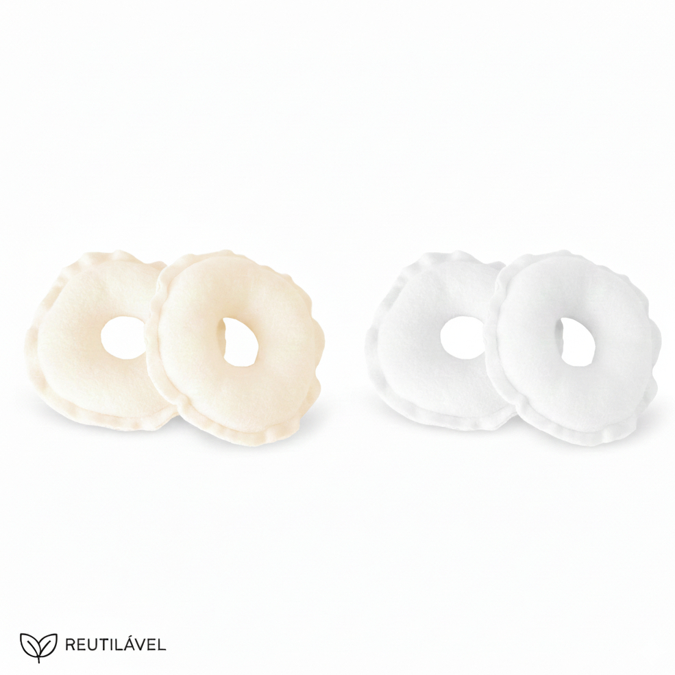 Kit Rosquinhas Amamentação Protetor de Mamilo Seio Soft Anatômico Lavável Antialérgico Alívio Rachaduras Pós Parto