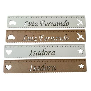 Régua Escolar Personalizada Matemática Nome Medição Medidas MDF Natural Cru Branco em Oferta na Shopee