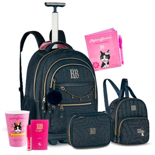 Kit Mochila de Carrinho Rebecca Bonbon Com Estojo E Lancheira Jeans e Copo RB em Oferta na Shopee