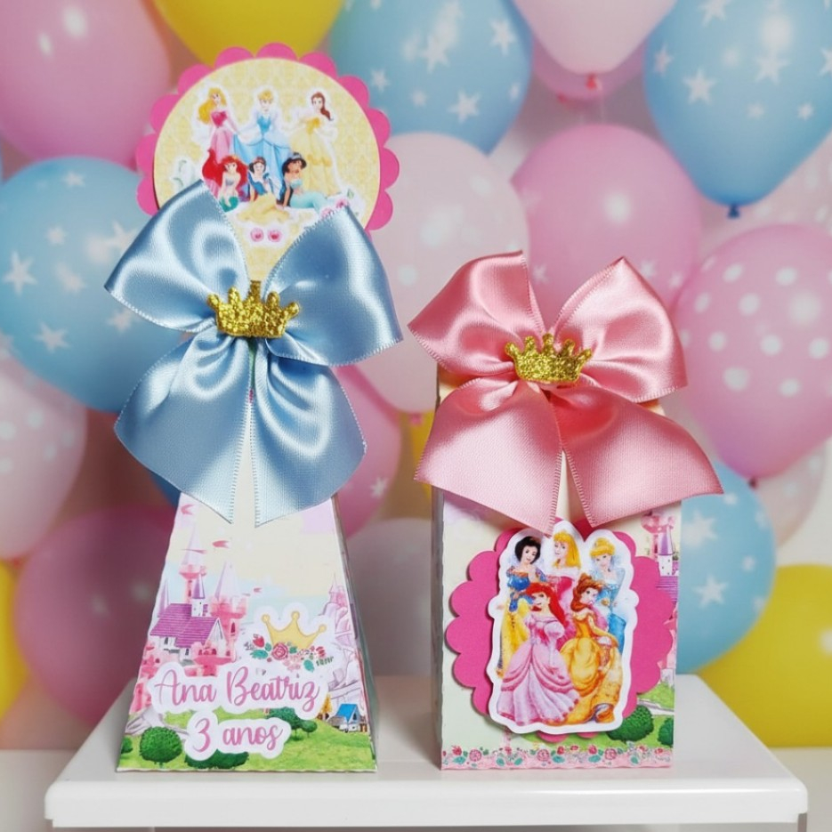 Kit Festa Personalizados Princesas da Disney Lembrancinhas Caixinhas para Festa - PEGUE E MONTE