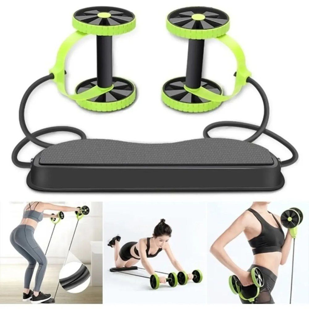 Aparelho Ginástica Fitness Roda de Abdominal com Elásticos - Treino Intenso, Compacto e Versátil>
