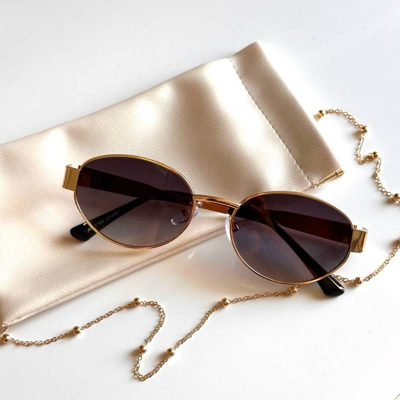 Óculos De Sol Oval Vintage Unissex Masculino Feminino De Metal Retrô Da Moda