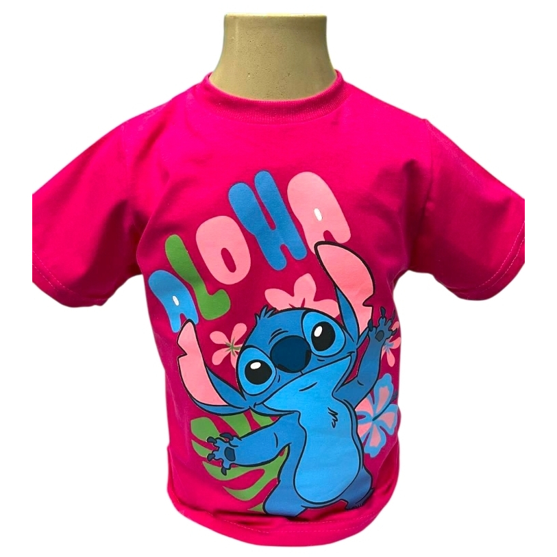 Camiseta Manga Curta Manga Longa Infantil 100% Algodão - Lilo Stitch