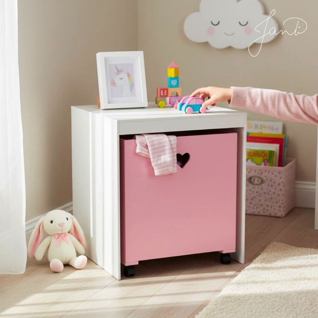 Bancada Organizadora de Brinquedos Infantil com Rodinhas em MDF.