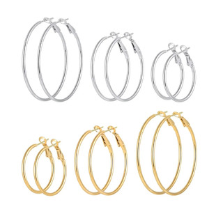Kit 3 Pares Trio de Argola Fina, Brincos de Argolas PRATA/DOURADO, Conjunto de Brinco, Conjunto de Argolas, 3 Pares de A
