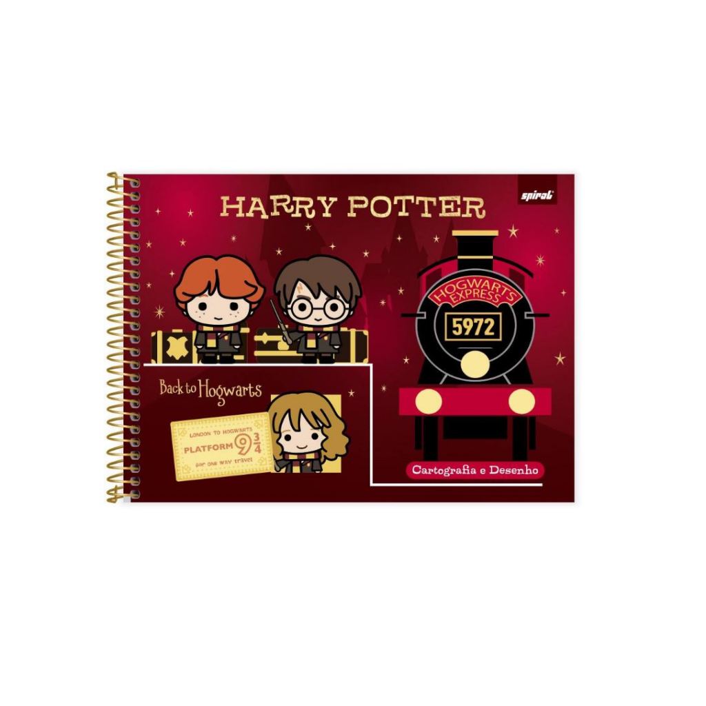 Caderno de cartografia e desenho, Capa dura, 80 folhas, Harry Potter Charms, 2026 , Spiral Hp