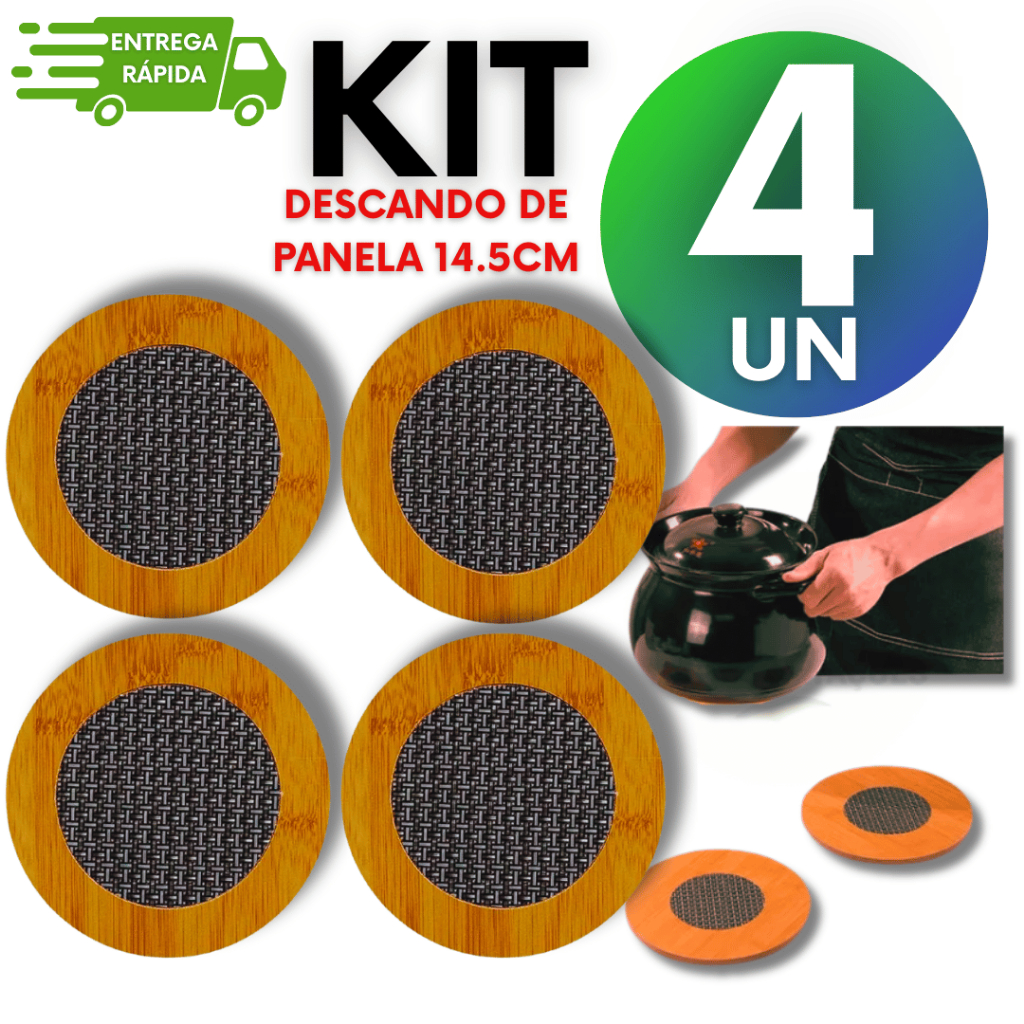 Imagem Kit 4 Descanso de Panela em MDF 14,5cm Protetor de Mesa Panela Redondo Panela Quente Premium